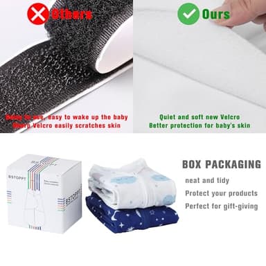 BSTOPPT Newborn Sleep Sack Baby Swaddle,3-6 Months,3-Way Adjustable Wearable Blanket,100% Rayon Cotton Swaddling Sleeping Bag，TOG 0.5（Clouds&Starry Sky） - Image 6