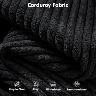 ovios 104" Cloud Sectional Couch with L-Shape Chaise,Modern Modular Sofa with Deep Seat, Upholstered Couches for Living Room Bedroom,No Assembly Required, Black (Corduroy Fabric) - Image 5