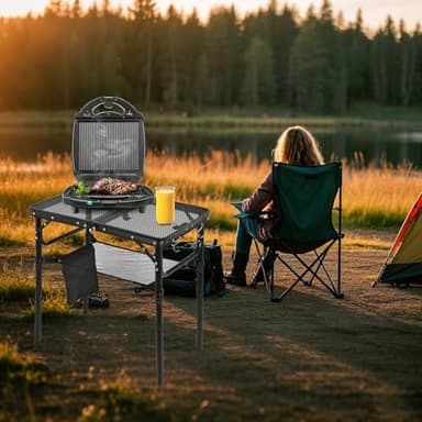 Geastsheng Folding Lightweight Aluminum Portable Grill Table for Outdoor Cooking, Camping, and BBQ - Adjustable Height, Durable Construction, 66lbs Capacity, Compact Design with Storage Bag - Image 2