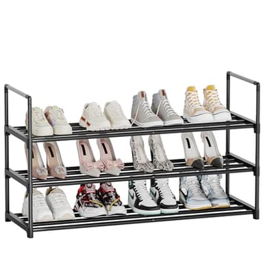 Shoe Rack, 3-Tier Shoe Organizer, Sturdy Shoe Storage Shelf, Perfect for Front Door Entrance, Closet & Entryway, Easy to Assemble, DIY Layering Options (S - 3 Tier) - Image 1