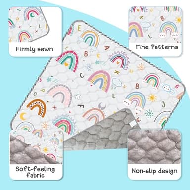 Baby Play Mat，Thick Soft 50" X 50" Playpen mat, Non-Slip and Machine Washable Baby Play Mats for Floor ，Crawling Mat for for Babies, Toddlers & Infants to Play and Learn (Rainbow) - Image 2
