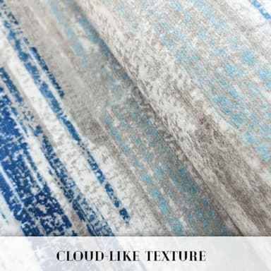 Lansny Modern Abstract Kitchen Rug Set of 2, 2x3 and 2x6 Blue Washable Rug Runner Non Slip Kitchen Mat, Soft Faux Wool Throw Carpet for Entryway, Hallway, Bedroom, Bedside, Laundry Room, Office - Image 8