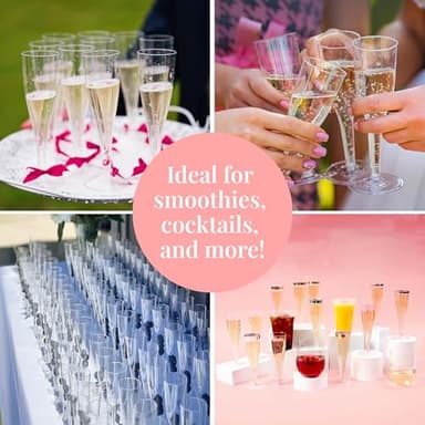 Prestee Set of 24 Clear Plastic Champagne Flutes - 4.5 oz Capacity Shatterproof Disposable Glasses - Suitable for Weddings, Cocktail Parties, and Outdoor Celebrations - Image 6