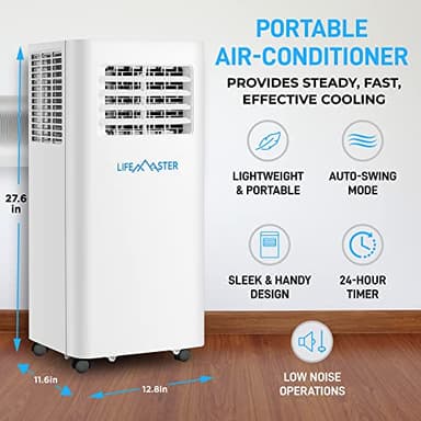 LifeMaster 12,000 BTU Portable Air Conditioners, Room Air Conditioner with Digital Remote for Room up to 500 Sq.Ft, 3-in-1 Portable AC Unit with with Installation Kit for Home/Office/Dorms - Image 2