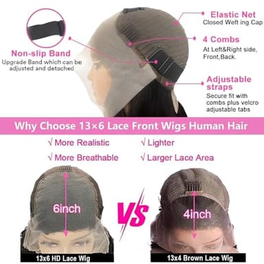 Tholap 18 Inch 13x6 Deep Wave Lace Front Wigs Human Hair 200 Density 13x6 HD Lace Front Wigs Human Hair Pre Plucked Deep Curly Glueless Wig 100% Virgin Human Hair Lace Front Wigs for Women - Image 6