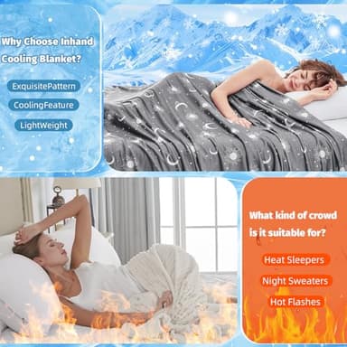 inhand Cooling Blanket King Size (90"x108") - Cooled Blankets for Hot Sleepers Lightweight Breathable Summer Blanket for Sleeping Night Sweats to Keep Cool in The Heat -Dark Grey-Sky - Image 4
