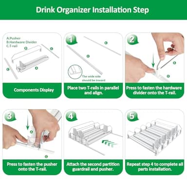 Drink Organizer for Fridge-White Automatic Pusher Glide,12oz 16oz 20oz-Soda Dispenser for Fridge-Holds up to 30 Cans - Image 7