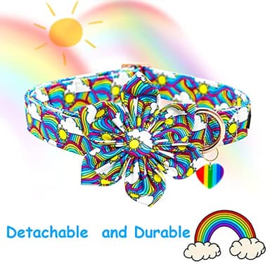 Lionheart glory Rainbow Dog Collar Pride Dog Flower Collar for Female or Male Dogs Collar with Flower Adjustable Flower Collar for Large Dogs Colorful Pet Gift - Image 3