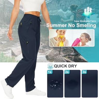 Women's Hiking Pants Quick Dry UPF 50 Travel Golf Pants Lightweight Camping Work Cargo Pants Zipper Pockets,6608,Blue,S - Image 3