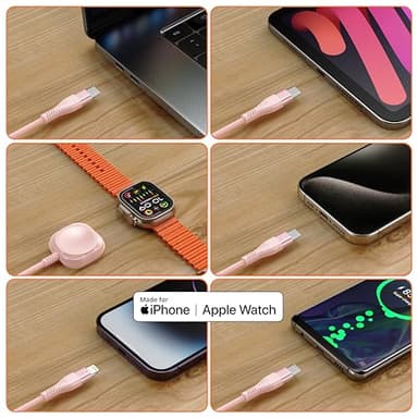 Apple Watch Charger 4FT Multi Charging Cable, Magnetic Nylon Braided USB C Port to Lightning Type-C Cord iWatch Wireless Charger 3 in 1 Charging Wire for Airpods Apple iPhone iPad iWatch Phone - Image 5