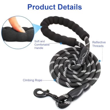 MingXpets Double Dog Leash, Dual Dog Leash, 360° Swivel Tangle Free Bungee Walking Training for Large Medium Dogs, Shock Absorbing Bungee Reflective for Two Dogs, 18~121 lbs, Black - Image 4