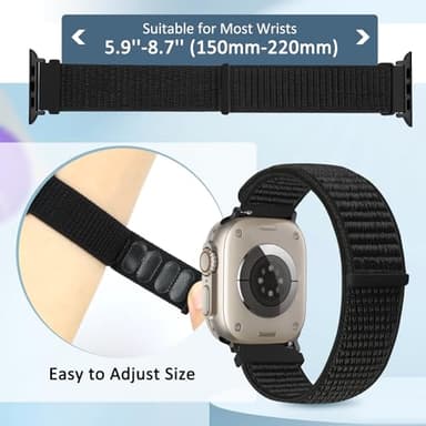 WolliLe Nylon Sport Loop Band Compatible with Apple Watch Band 38mm 40mm 41mm 42mm 44mm 45mm 46mm 49mm Women Men, Soft Adjustable Replacement Strap for iWatch Series 10 9 8 7 6 5 4 3 2 1 SE Ultra 2/1 - Image 3