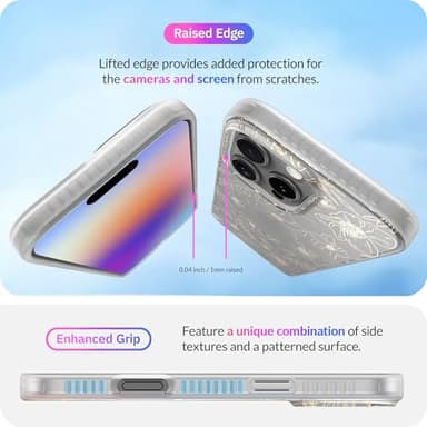 LONLI Hue Case for iPhone 16 Pro - [360° Shock-Absorbent Bumper] - [Cute and Unique Phone Cover for Girls and Women] - Gold Floral - Image 5