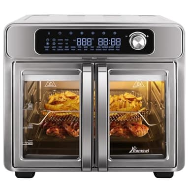 Romswi 26QT French Door Air Fryer Toaster Oven Combo, 24 Cooking Functions and Digital Controls, Fits 12" Pizza, 6 Slices of Toast, Rotisserie 6lb Chicken, 6 Accessories Included - Image 9
