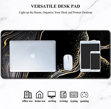 Auhoahsil Desk Pad, XL Extended Large Gaming Mouse Pad 31.5 x 11.8 Inch, Waterproof Mousepad with Stitched Edges, Non-Slip Computer Keyboard Laptop Mat for Women Men Office Work, Black Gold River - Image 7
