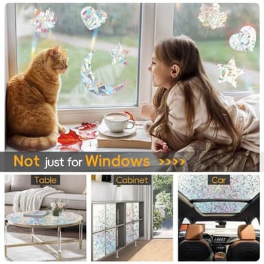 Dwersty Rainbow Window Privacy Film with Cutting Reference Line, 3D Decals Stained Glass Clings, Static Cling Sticker, Suncatcher Windows Cover Tint for Home, 17.5 Inch x 78.74 Inch - Image 8