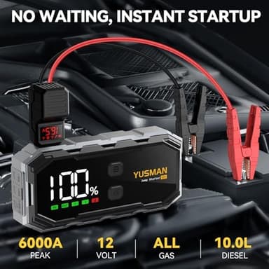 Car Jump Starter, 8000A 12V Jump Battery Pack (All Gas/10.0L Diesel), Portable Jump Starter with Display, Car Jump Starter with Extended Smart Cables, Quick Charge 3.0, LED Light - Image 4