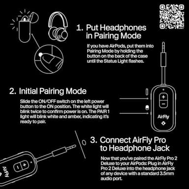 AirFly Pro 2 Deluxe – Bluetooth Adapter for Airplane, Pair 2 AirPods or Wireless Headphones – 3.5mm AUX Bluetooth Transmitter/Receiver for Cars, Boats, Treadmills, TVs – Airplane Travel Essentials - Image 6