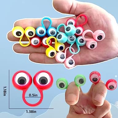 100 PCS Eye Finger Puppets Toys Set, Wiggly Eyeball Finger Puppet Eye On Rings for Kids, Party Favors for Boys Girls - Image 2