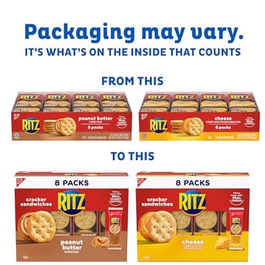 RITZ Peanut Butter and Cheese Sandwich Crackers Variety Pack, Lunch Snacks, 32 Snack Packs (6 Crackers Per Pack) - Image 14
