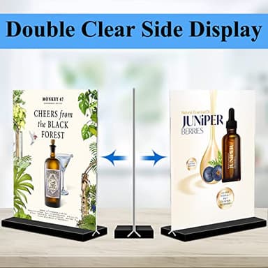 Acrylic Sign Holder 8.5x11 Vertical,Clear Double-Sided Stand Plastic Picture Frames Paper Holder Menu Table Display Stand Flyer Document Holder TableTop Sign Holder for Home, Store Office,2Pack - Image 2
