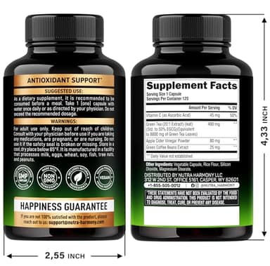 Green Tea Extract Capsules with Green Coffee Beans & Apple Cider Vinegar - Energy & Metabolism Support - Green Tea Supplement 50% EGCG - 20:1 Natural Extract - for Men & Women - 120 Vegan Capsules - Image 2