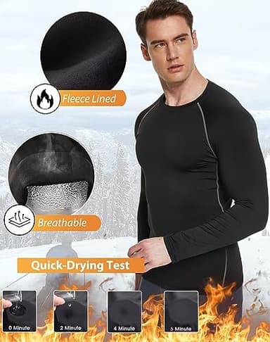 TELALEO 5 Pack Men's Thermal Compression Shirt Long Sleeve Athletic Base Layer Top Winter Cold Gear Workout Running Hunting L - Image 4