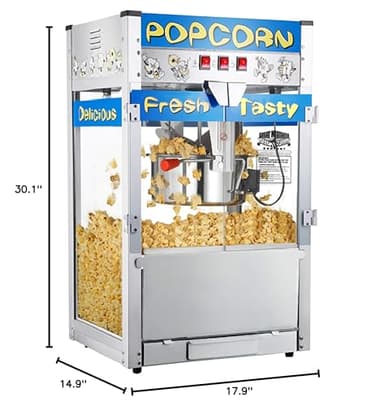 Pop Heaven Popcorn Machine - 12oz Stainless-Steel Kettle, Reject Kernel Tray, Warming Light, and Accessories by Great Northern Popcorn (Blue) - Image 11