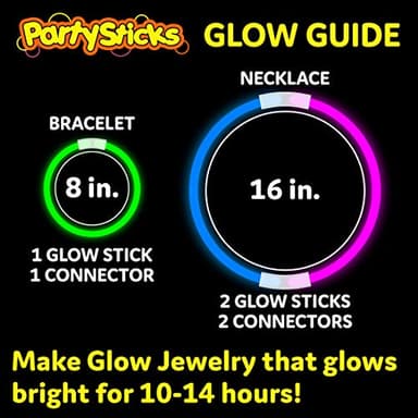 PartySticks Ultra Bright Glow Sticks Bulk Party Supplies 100 Pack - 8" Glow in the Dark Light Up Halloween Party Favors, Glow Decorations, Neon Party Necklaces and Bracelets with Connectors - Image 4