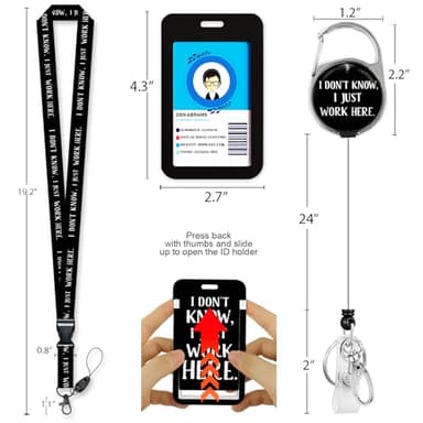 Retractable Badge Holders with Detachable Lanyard, Funny Id Card Holder Keychain Vertical ID Protector Clips, Fashionable Name Tags Clips with Heavy Duty Badge Reel - Image 2
