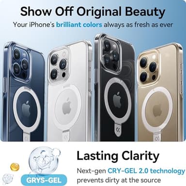 CASEKOO Genuine Official for iPhone 15 Pro Max Case Clear with Magnetic Ring Stand [Compatible with MagSafe] [16FT Military-Grade Protection] Lasting Transparent Slim Phone Grip ProMax Cover 6.7 inch - Image 4