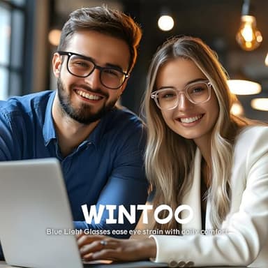 WINTOO Blue Light Glasses for Woman Men | 99% Blue Light Blocking Glasses for Computer Gaming TV Phone Screen Square Frame | Anti Eyestrain & UV Glare Protection - 2 Pair - Image 7