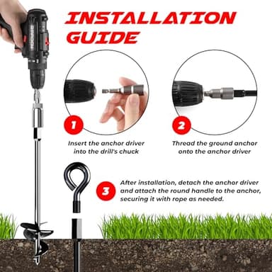 15" Ground Anchors Screw-in - Heavy Duty for High Winds - Ground Stakes - Earth Anchors for Sheds, Swing Sets, Tents, Trampolines, Gazebos, Carports, and Hurricane Tie-Downs - Image 5