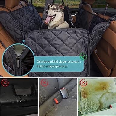 Dog Car Seat Cover for Back Seat | Mesh Window & Safety Belt | 100% Waterproof Dog Hammock for Safe Travel with Side Door Protectors | Non-Slip, Scratchproof Pet Rear Seat Cover for Car, SUV,Truck - Image 5
