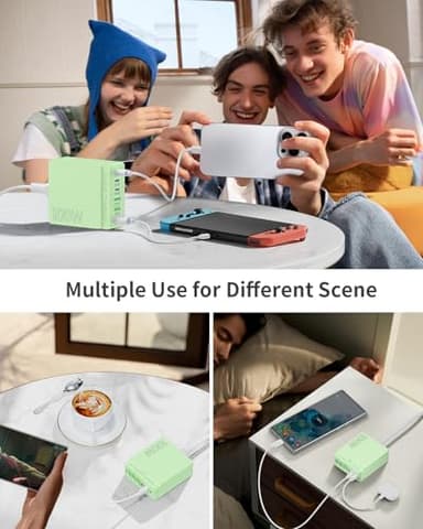 USB C Charger Block Charging Station: 100W 6 Port GaN Fast Charging Brick Hub Cube Box - PD 3.0 Type C & USB A Wall Charger Power Adapter for All iPhone 17 iPad Samsung Android Pixel Series - Image 7