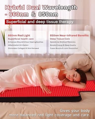 Kaoudt 73"x33" Medical-Grade TPU Red Light Therapy Mat for Full Body Pain Relief, FSA&HSA Eligible Infrared Light Therapy Blanket, 1370LEDs - Image 3