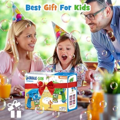 Bubble Gun Machine for Kids 4-8: 2-Pack Automatic Bubble Guns with 2 Bottles Refill Solution - Summer Outdoor Toys Bubble Blaster Maker Blower for Easter Party - Image 5