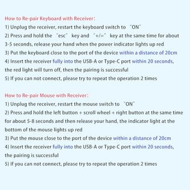 seenda Wireless Keyboard and Mouse, USB & Type C 2-in-1 Receiver, SK73-3 Full Size Black Wireless Keyboard Mouse Combo, Compatible for Windows, MacBook Pro/Air, Laptop, Desktop, PC - Black - Image 8