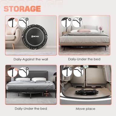 BCAN Rebounder Trampoline for Adult, 48" Fitness Trampoline with Bungees, U Shape Adjustable Foam Handle, Stable & Quiet, Indoor Outdoor Workout-Silver - Image 8