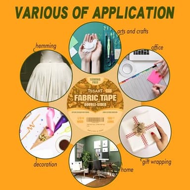 TSSART Fabric Tape M15 - Sticky Double-Sided Tape Strong Adhesive Cloth Leather Tape Press-on Tape, No Sewing or Ironing, Gluing, Alterations and Hemming - 1/4inch Wide 180FT Long - Image 7