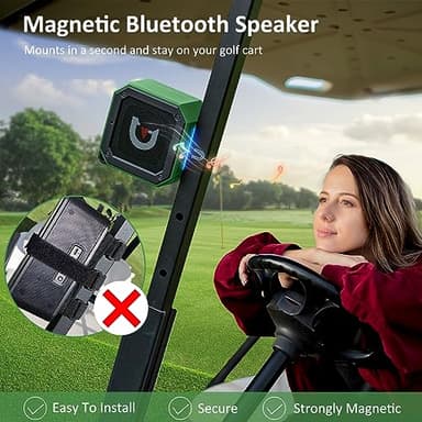 ACHIX Bluetooth Speaker for Golf Cart, Magnetic Portable Wireless Speaker with Loud Stereo Sound and Bass Boost, 20 Hours Play, Waterproof IPX7, TWS & SD Card Function (with Storage Case) - Image 2