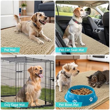 OLANLY Dog Door Mat for Muddy Paws 36x24, Absorbs Moisture and Dirt, Absorbent Non-Slip Washable Doormat, Quick Dry Chenille Mud Mat for Dogs, Entry Indoor Entryway Carpet for Inside Floor, Beige - Image 7