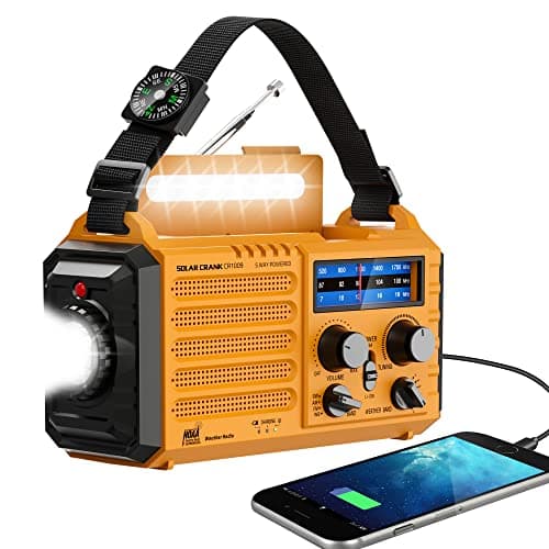 Eoxsmile Emergency Radio with NOAA Weather Alert– 5000mAh Solar Hand Crank Portable AM/FM Shortwave Radio, Rechargeable Battery, USB Charger, Flashlight, SOS Alarm for Home Outdoor Hurricane Survival - Image 1