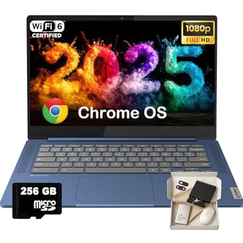 Lenovo IdeaPad Slim 3 Chromebook - 14'' Full HD (1920 x 1080) Display • 8-Core MediaTek Kompanio 520 CPU • 4GB RAM • 64GB eMMC & 256GB Micro SD Card • Wi-Fi 6 • for Business Student • Chrome OS • Blue - Image 1
