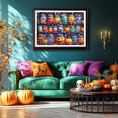 Halloween Candy Jars 1000 Piece Puzzle for Adults Spooky Night Mason Jars Challenging Jigsaw Puzzles for Adults Family Game Night (27"x19") - Image 4