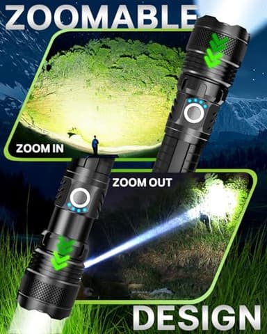 Victoper LED Flashlights, High Powered High Lumens Super Bright Tactical Flashlight, Rechargeable, 5 Modes Zoomable Waterproof Flash Lights for Emergency, Outdoor, Home, Camping, Hiking - Image 4