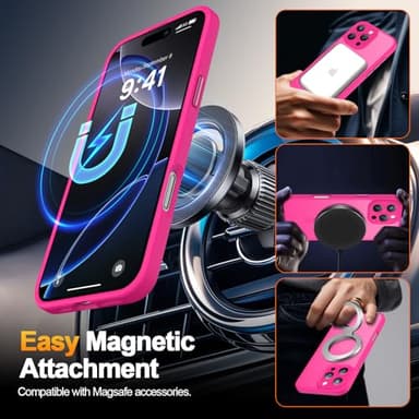 SEXYMOM Magnetic for iPhone 16 Pro Max Case with 2 Privacy Screen Protectors - Upgraded Camera Protection - Wireless Charging Compatible,21ft Drop Tested,Slim Fit Matte Phone Case - Hot Pink - Image 3