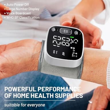 Oklar Blood Pressure Monitors for Home Use Rechargeable Wrist Digital BP Machine Cuff with LED Backlit Display, Voice Broadcast, 240 Memory Storage for 2 Users with Carrying Case - Image 7