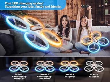 Q9s Drones for Kids,Cool RC Drone with Altitude Hold and Headless Mode,Hobby Quadcopter with Blue&Orange Light,2 Batteries and Remote Control,Birthday and Xmas Gifts Toys for Boys and Girls,Orange - Image 4
