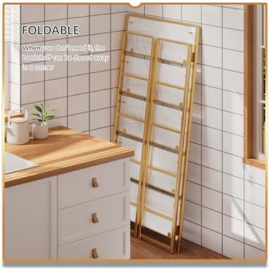 4NM No-Assembly 5 Tiers Folding Bookshelf Storage Shelves Vintage Bookcase Standing Racks Study Organizer Home Office (White Gold) - Image 4